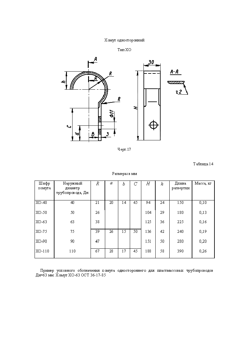 Хомут односторонний. Тип ХО. Страница 1