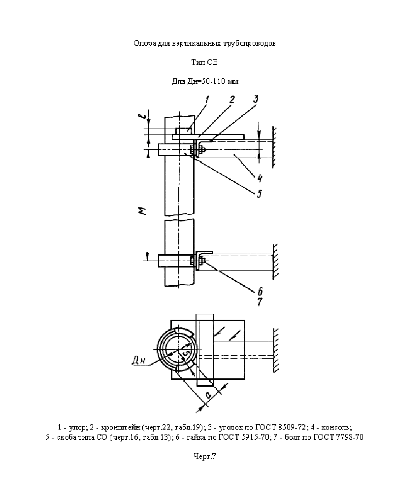 Опора для вертикальных трубопроводов. Тип ОВ. Страница 1
