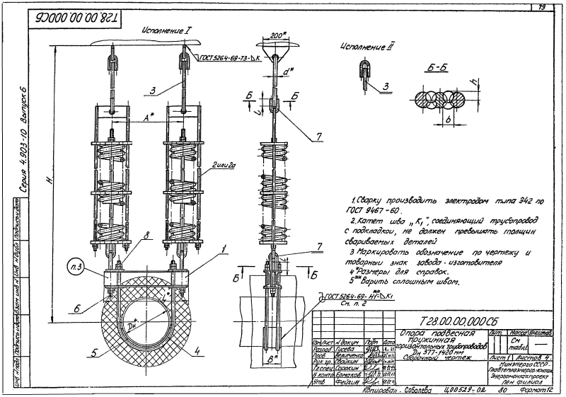 Опора подвесная пружинная горизонтальных трубопроводов Т28. Страница 1