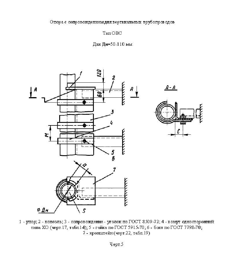 Опора с сопровождением для вертикальных трубопроводов. Тип ОВС. Страница 1