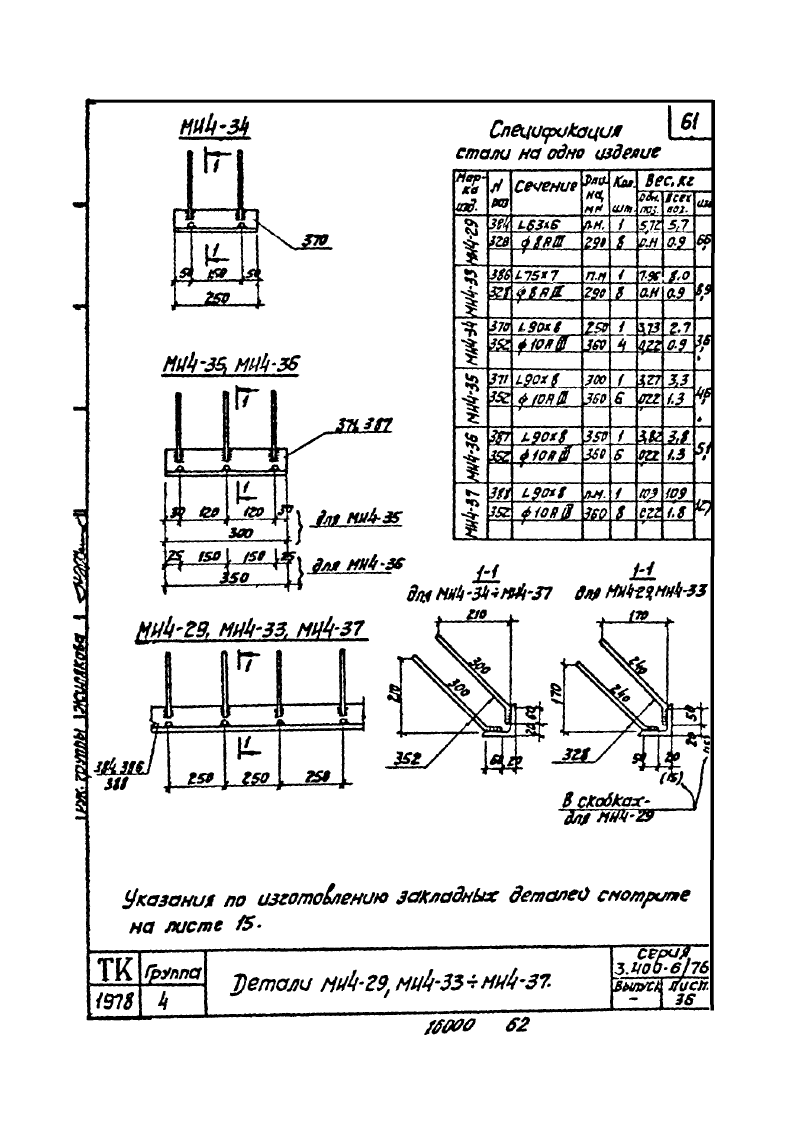 Закладные изделия МИ4-1 - МИ4-53 по серии 3.400-6/76. Страница 13